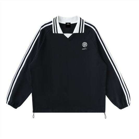 Black Collared Track Pullover